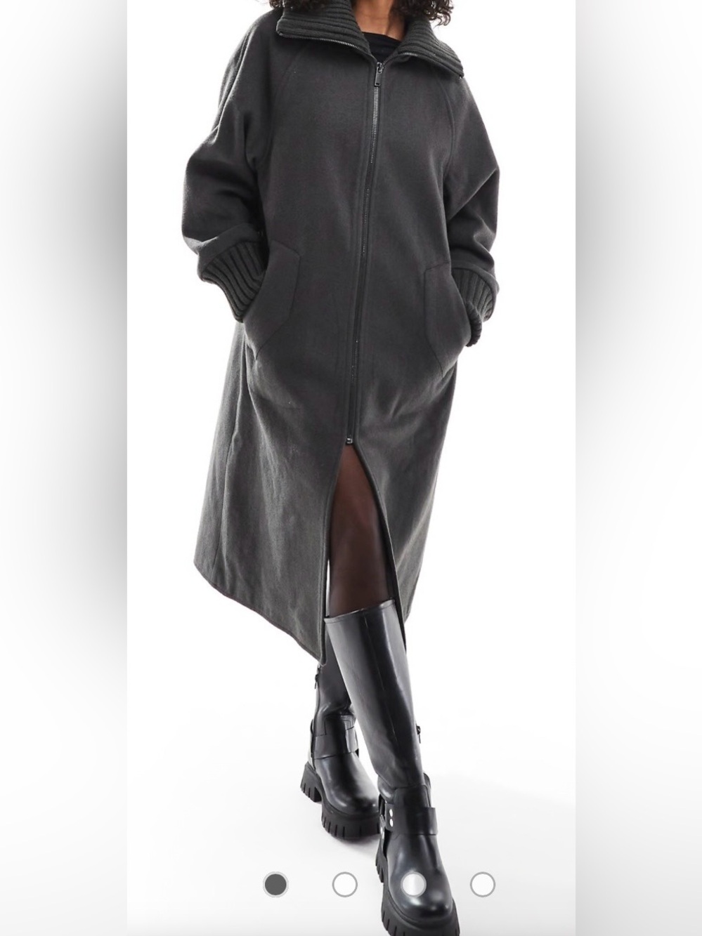 ASOS Oversized Black Zip-Front Long Trench Coat